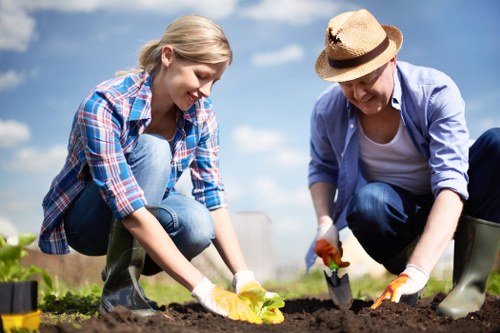 Landscape gardening in Enfield Town with patio and planting